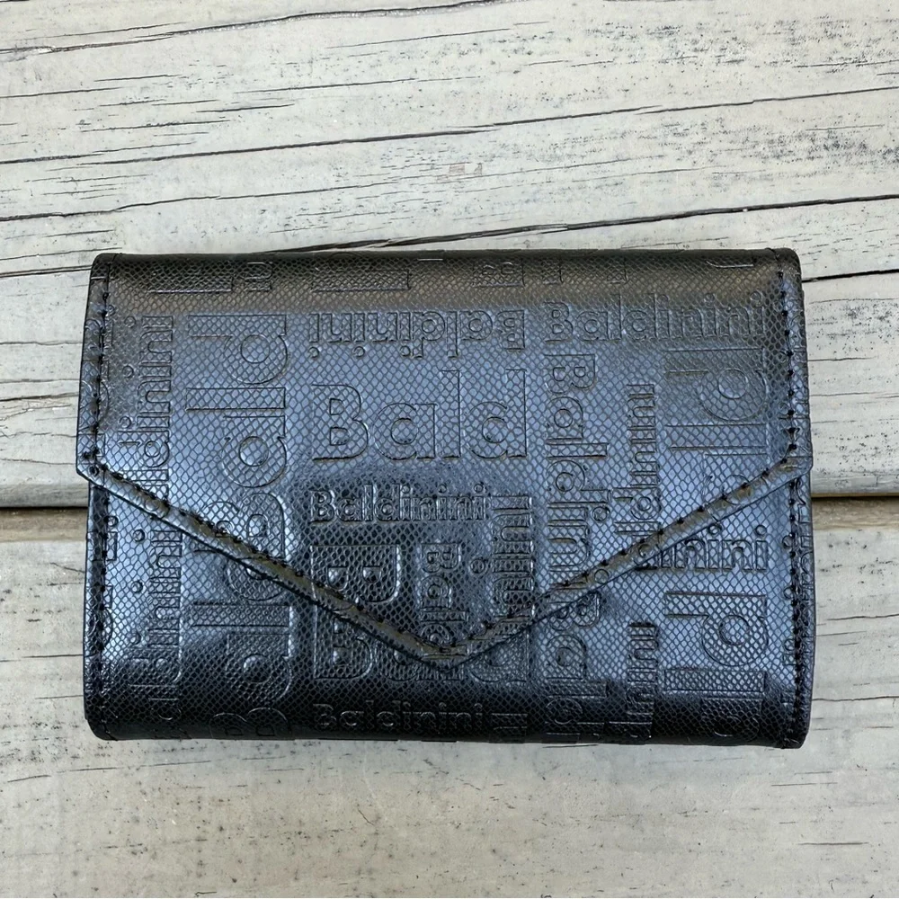 NIB Baldinini Embossed Bifold Wallet in Black
